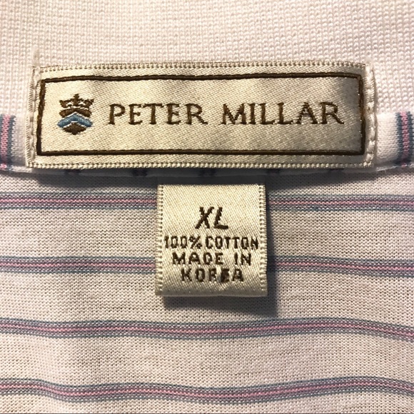 Peter Millar White Striped Golf Club Logo Polo - Picture 6 of 6